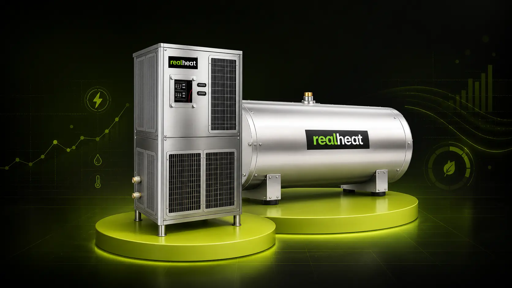 RealHeat water heat pump system for electricity-efficient hot water production