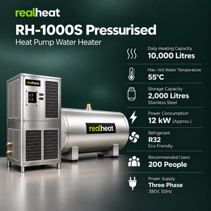 Realheat Heat Pump Water Heater for upto 200 people - RealHeat RH-1000S
