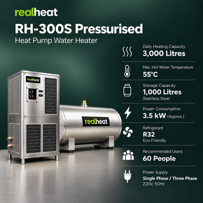 Realheat Heat Pump Water Heater for upto 60 people - RealHeat RH-300S