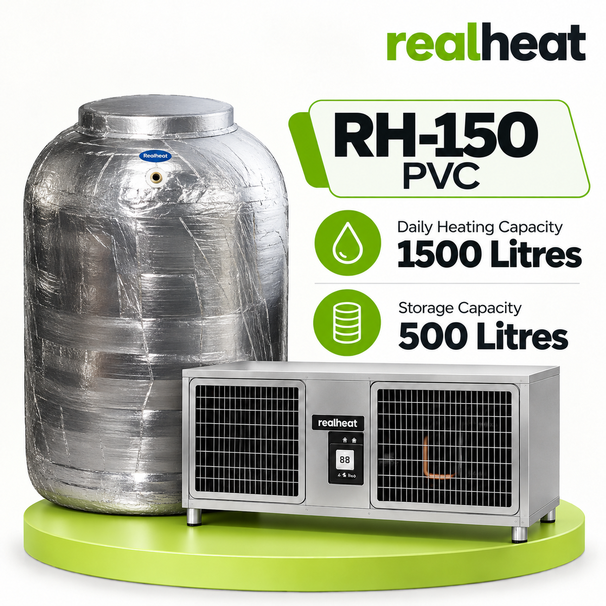 Realheat Heat Pump Water Heater for upto 30 people - RealHeat RH-150S