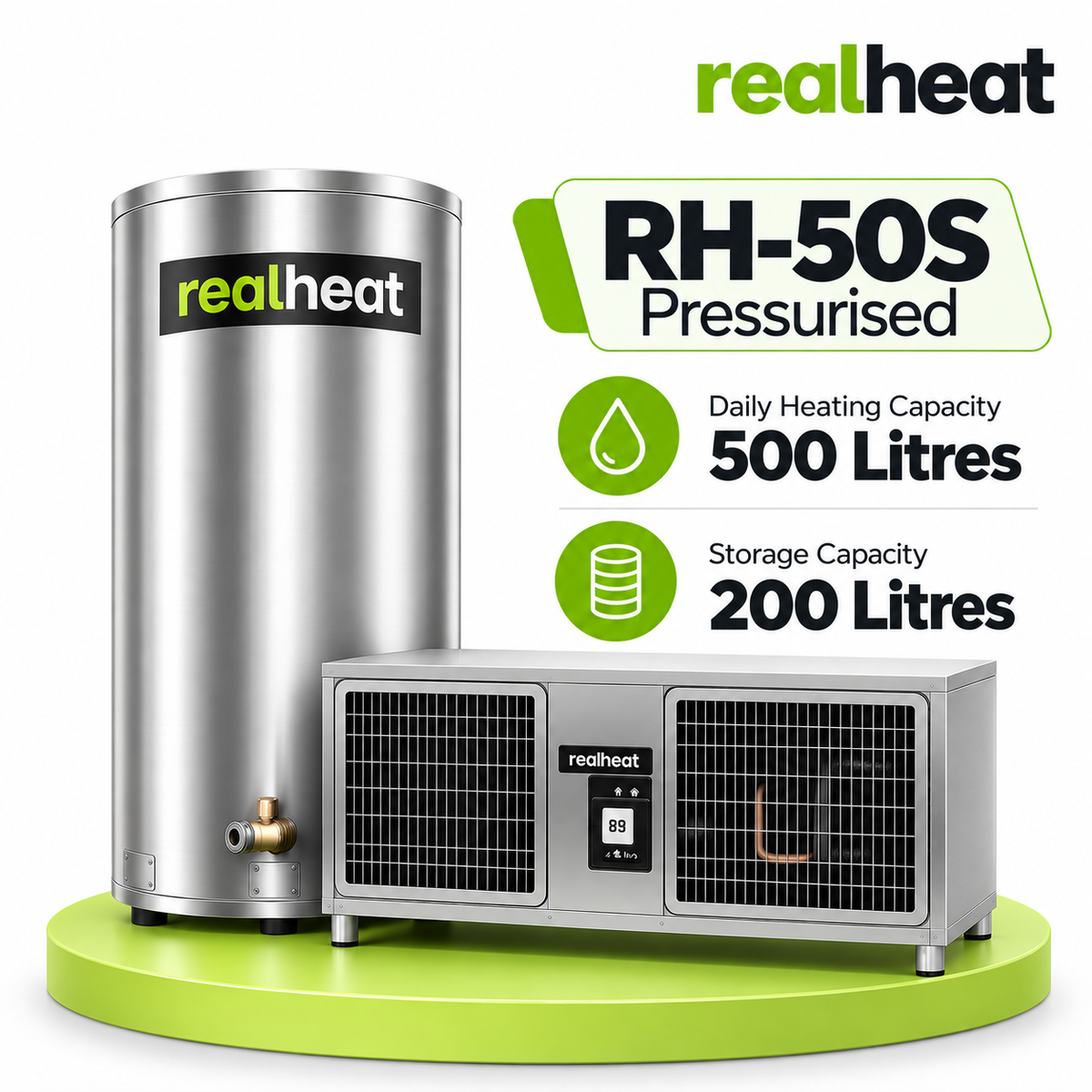 Realheat Heat Pump Water Heater for upto 6 people - RealHeat RH-50S