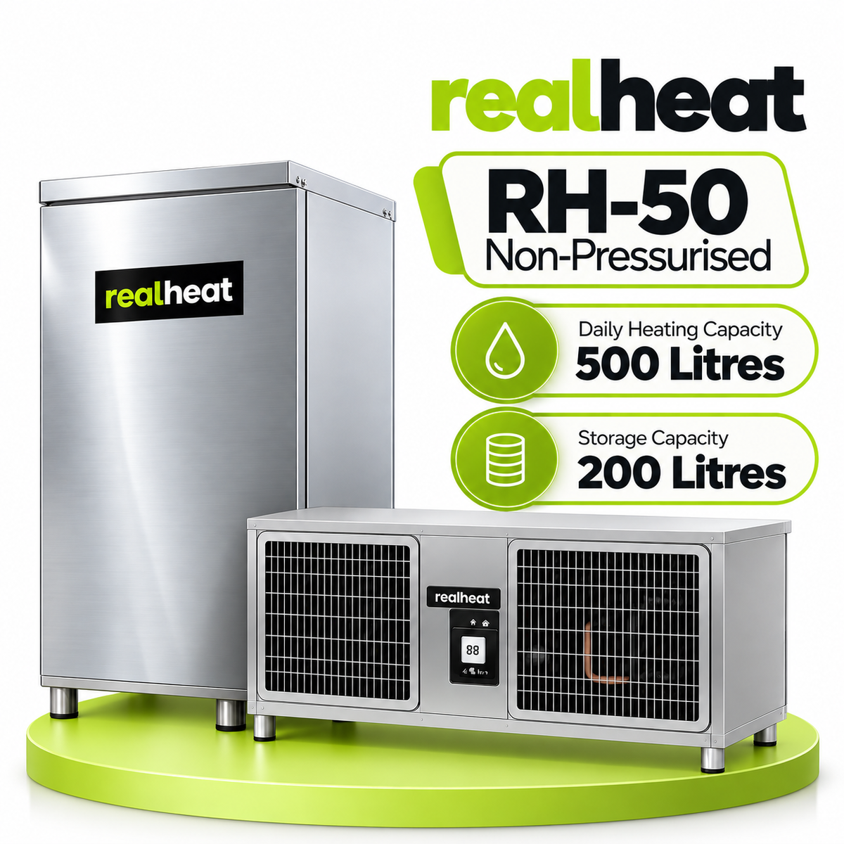 Realheat Heat Pump Water Heater for upto 6 people - RealHeat RH-50S