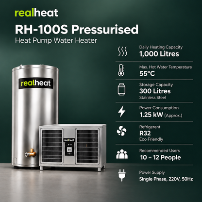 Realheat Heat Pump Water Heater for upto 12 people - RealHeat RH-100S